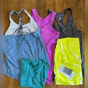 🍋LIKE NEW Condition Lululemon 5Pc Assorted Tanks Size 2